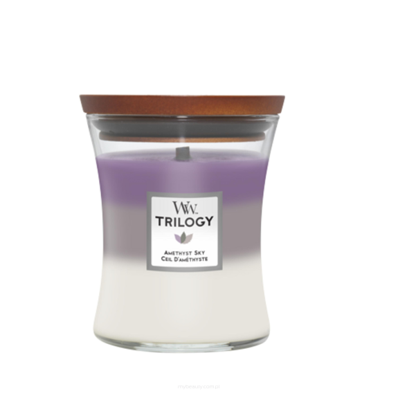 WOODWICK TRILOGY AMETHYST SKY ŚWIECA ZAPACHOWA ŚREDNIA
